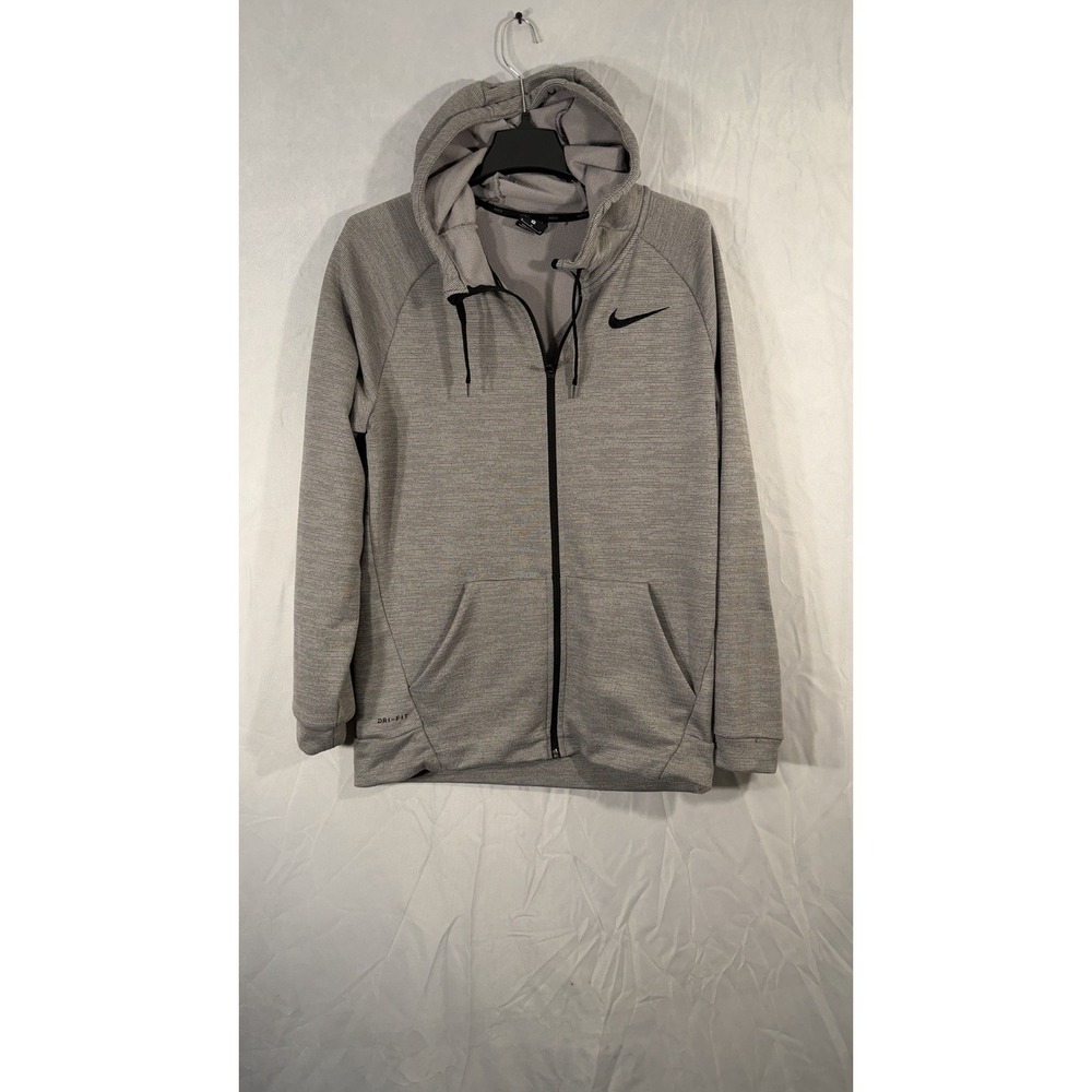 nike dri fit Full Zip Hoodie Heather Knit Training Athletic Sweater Gray Men's M